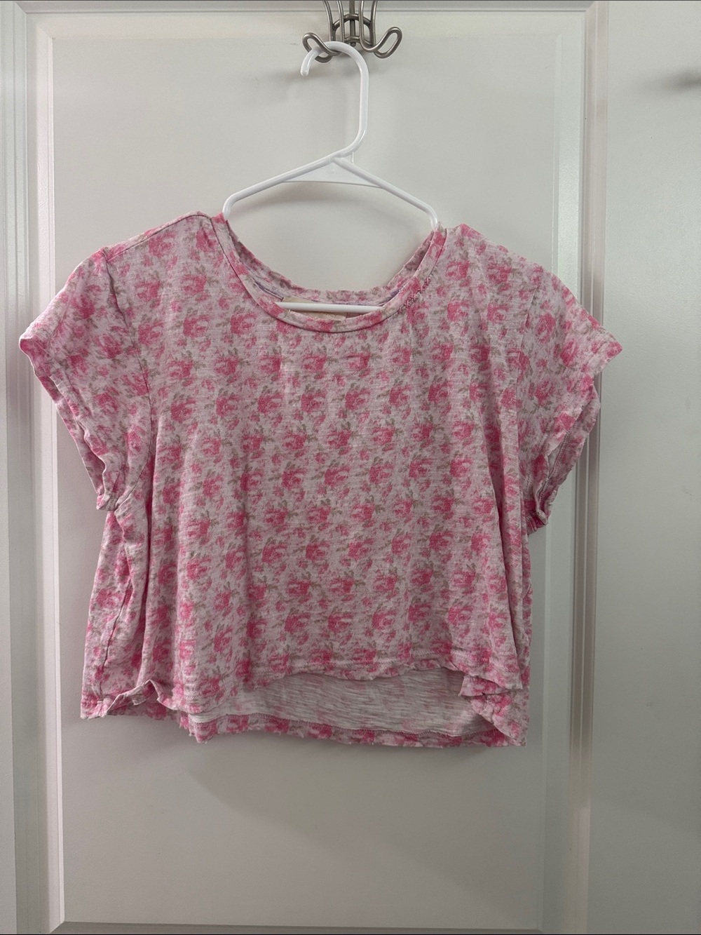 LoveShackFancy pink floral women’s crop top size large